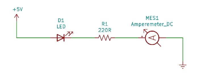 Schematic for measuring current through LED