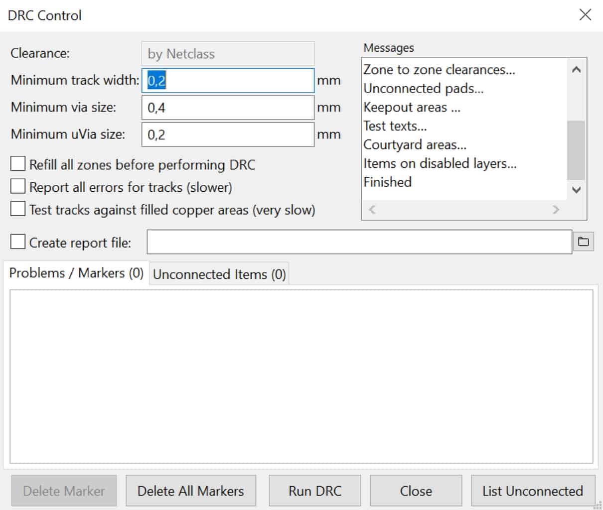 Design Rule Checker (DRC) window