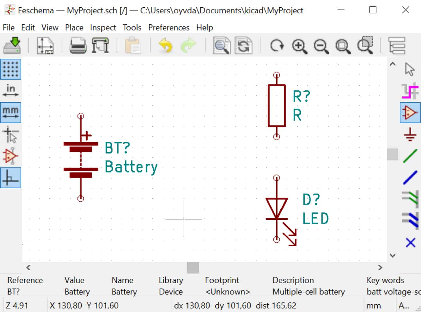 Kicad EEschema with components