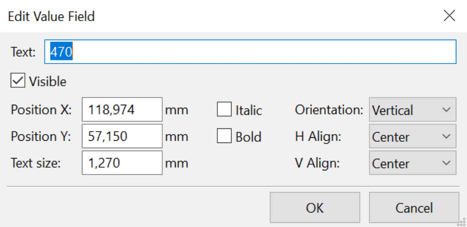 Kicad edit component value box