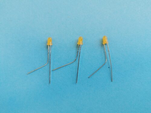 Three LEDs with bent legs