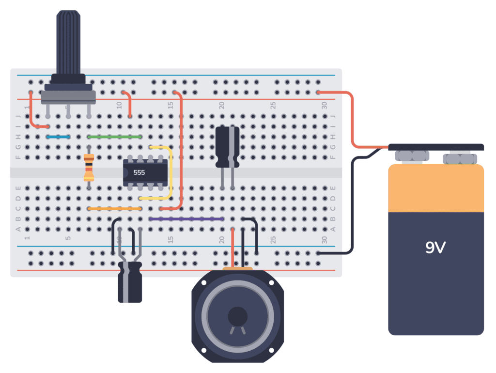 555 Timer Metronone circuit on a breadboard