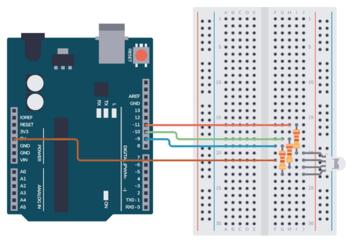Arduino RGB LED on a breadboard