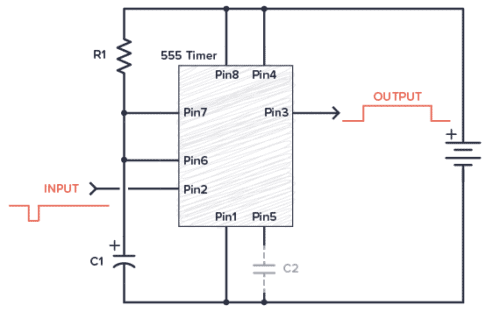 555 Timer in monostable mode