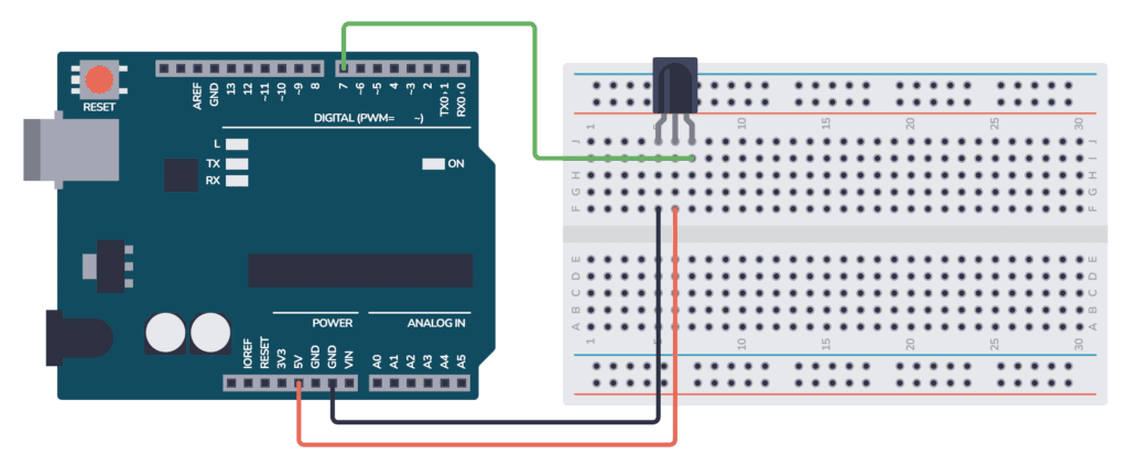 Arduino IR Receiver on a breadboard