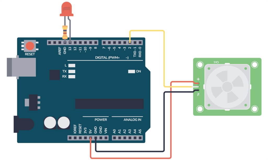 arduino pir sensor connection diagram