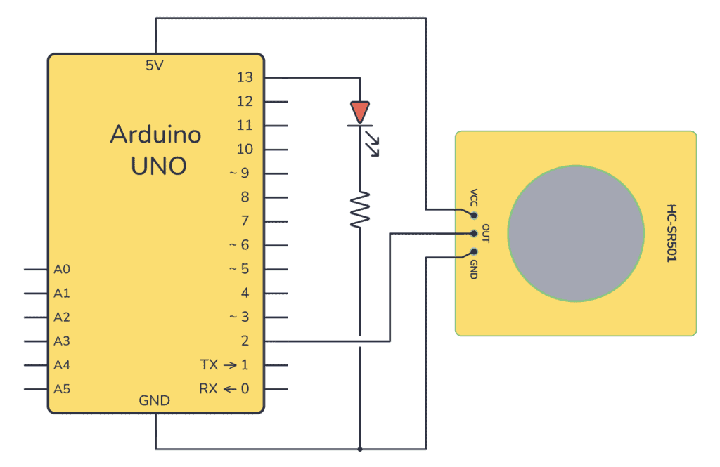 arduino pir sensor schematic