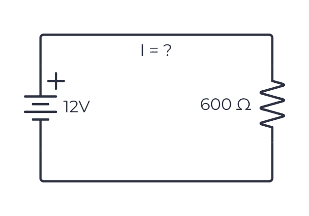 Example circuit with known battery and resistor, but unknown current.