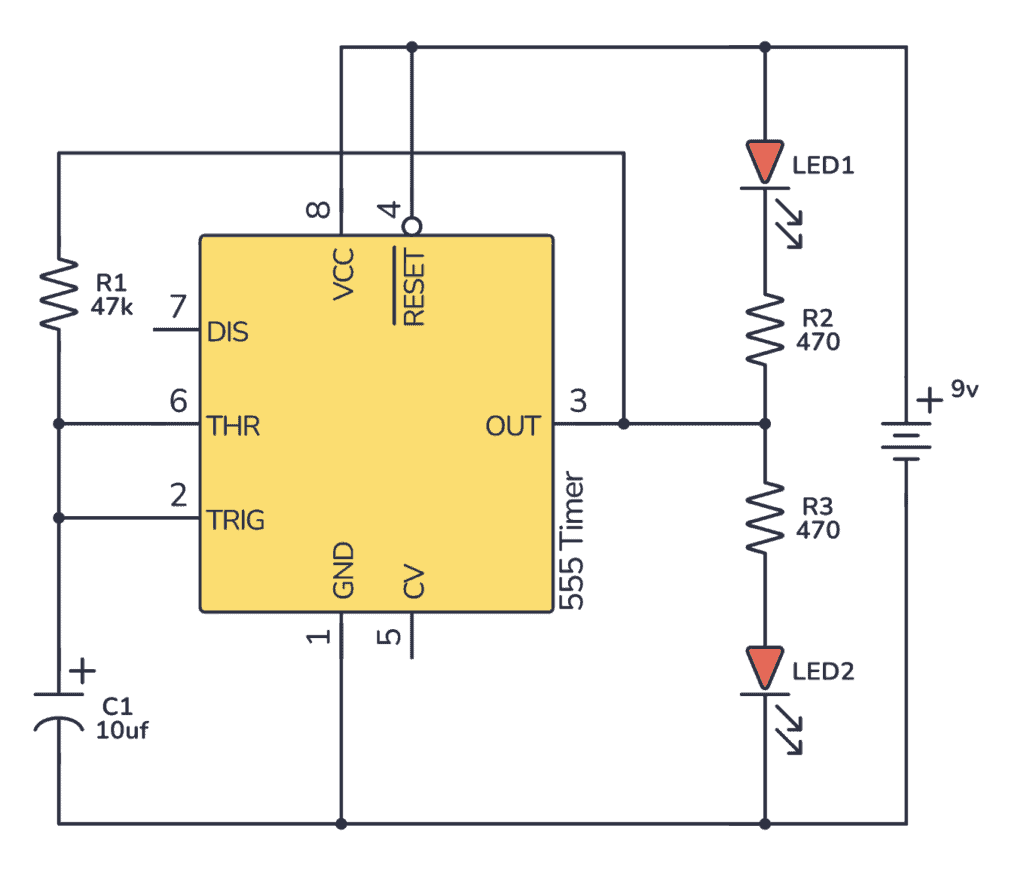 555 Timer Railroad Lights schematic