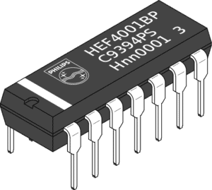 Illustration of an IC with logic gates