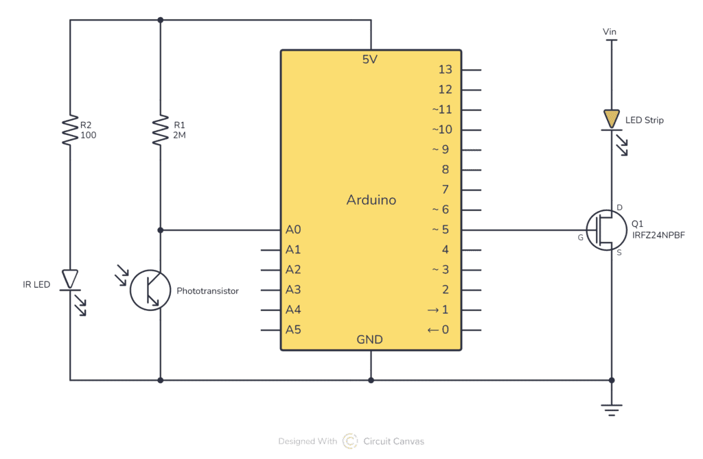 Arduino phototransistor touchless light switch