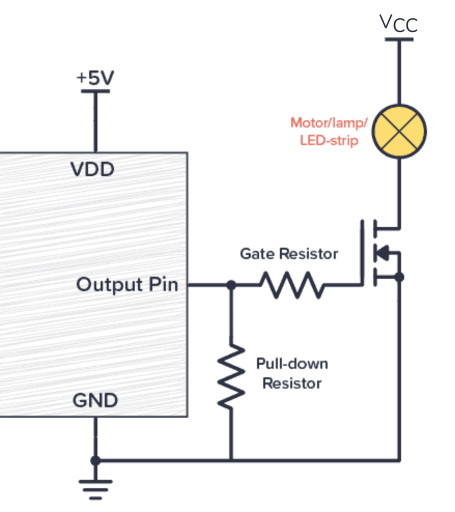 Mosfet switch with microcontroller