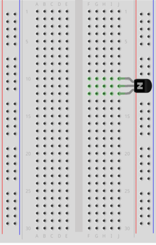 Breadboard with transistor